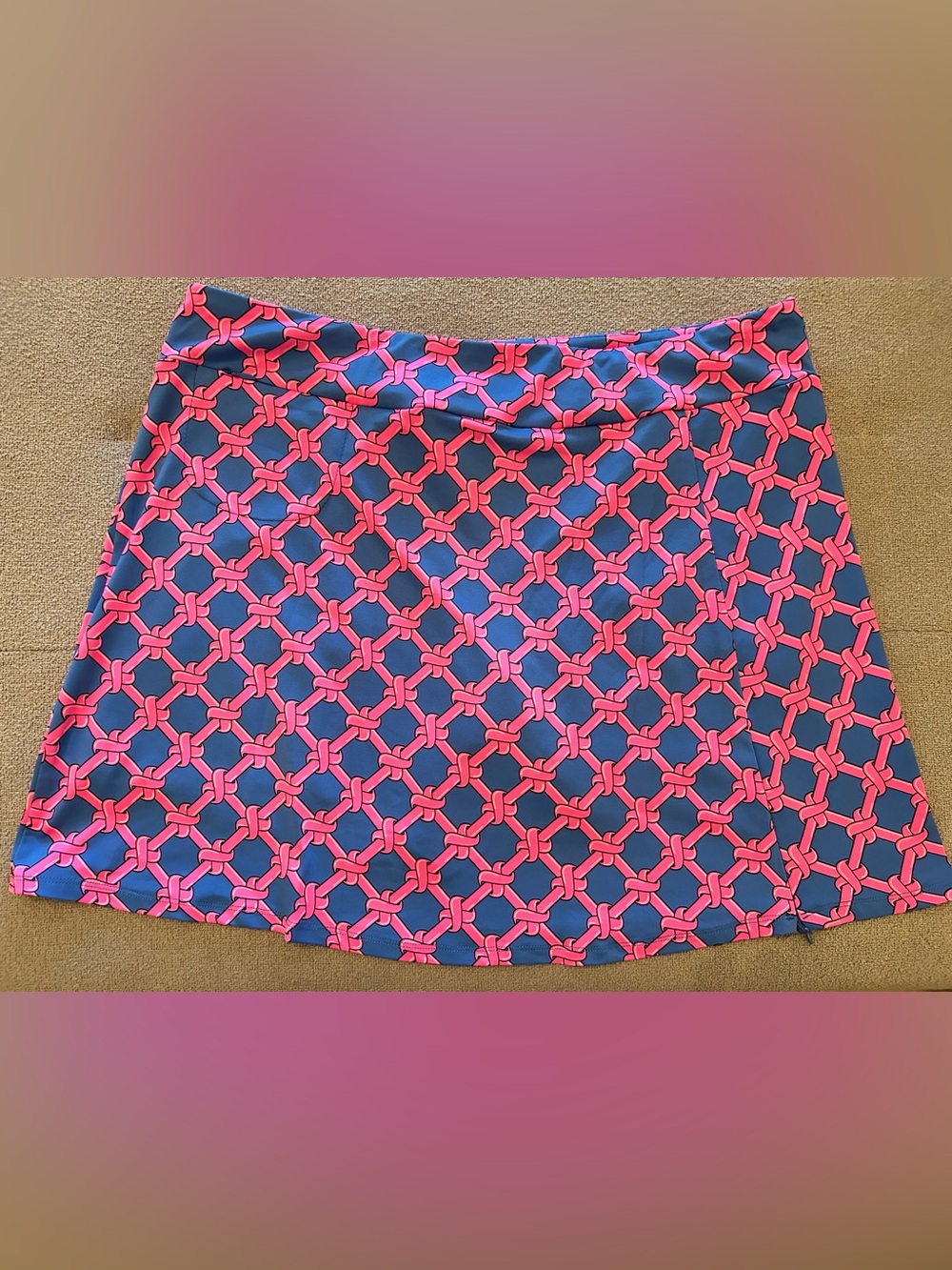 Lulu-B Navy Blue & Hot Pink Patterned Golf Skort